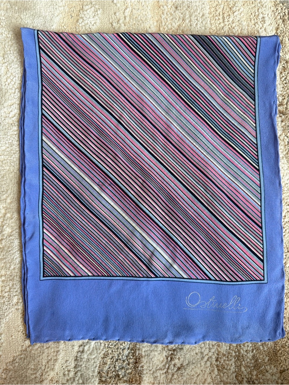 Vintage Ostinelli Purple/Pink 100% Silk Italian Scarf